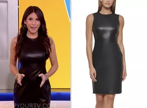 fox and friends, black leather sheath dress, brooke singman, fox news fashion