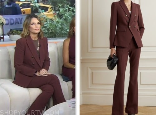 savannah guthrie, the today show, burgundy double breasted blazer and pant suit