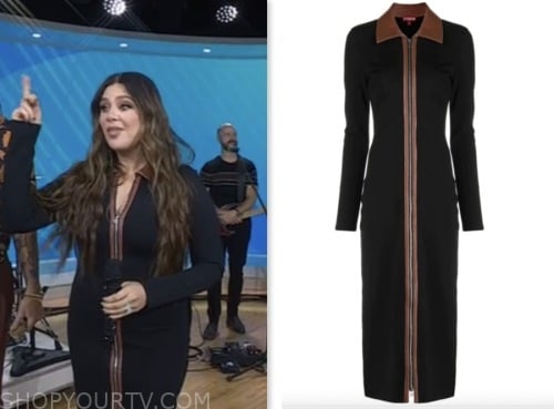 Hillary Scott, the today show, black and brown leather trim zipper dress