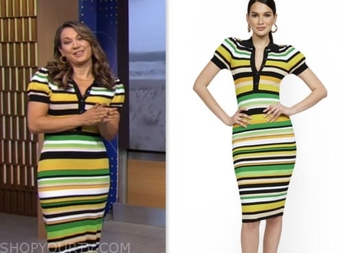 ginger zee, striped knit dress, good morning america