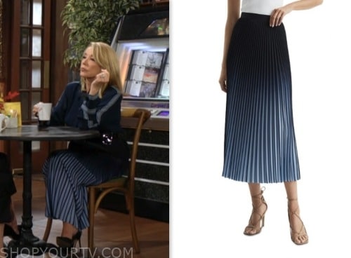 the young and the restless, nikki newman, melody thomas scott, blue ombre pleated midi skirt