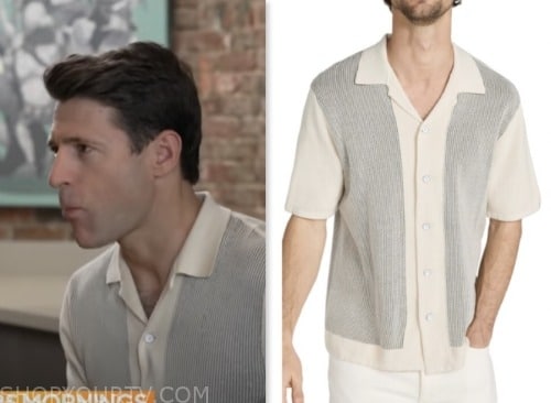 Tony Dokoupil, cbs mornings, ivory contrast camp shirt