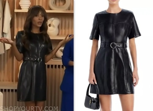 zuri hall, access daily, black belted leather mini dress