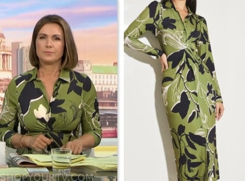 good morning britain, green floral shirt dress, susanna reid