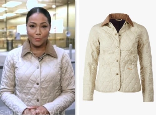 stephanie ramos, good morning america, beige quilted jacket