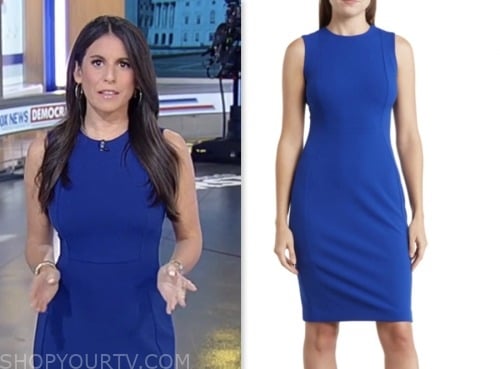 fox and friends, fox news fashion, blue sheath dress, brooke singman