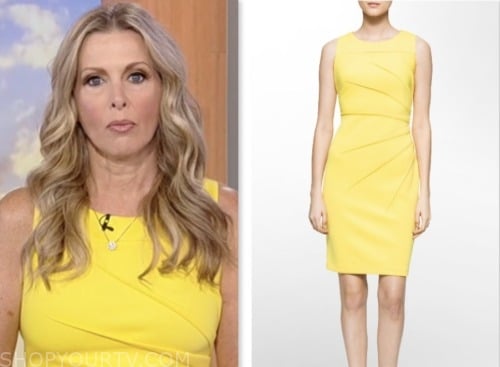 cheryl casone, fox and friends, fox news fashion, yellow sheath dress