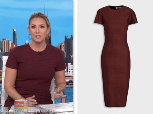 poppy harlow, burgundy textured jacquard dress, cnn this morning