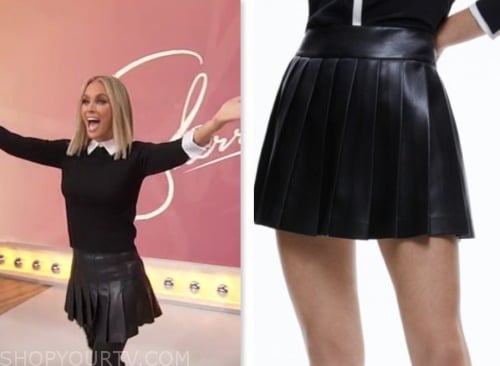 sherri, jenny mccarthy, black pleated leather mini skirt