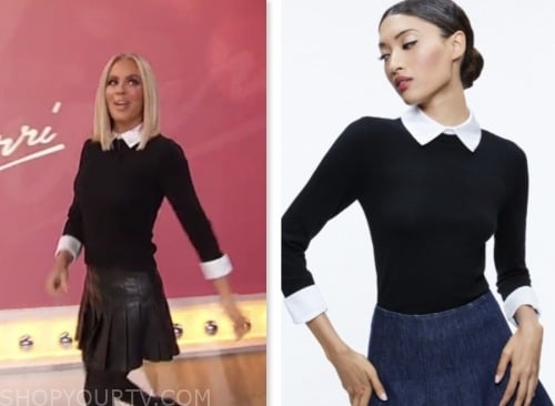 Jenny McCarthy, sherri, black and white collar sweater