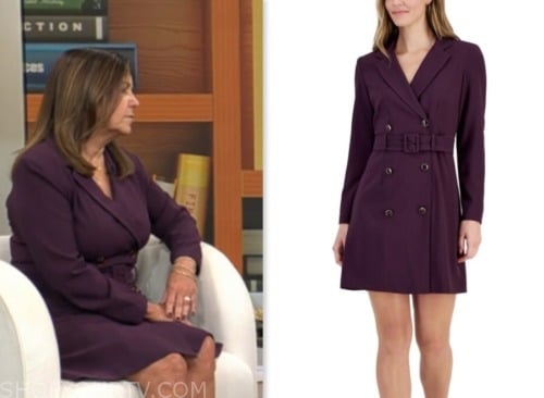 cbs mornings, karen pence, purple double breasted blazer dress