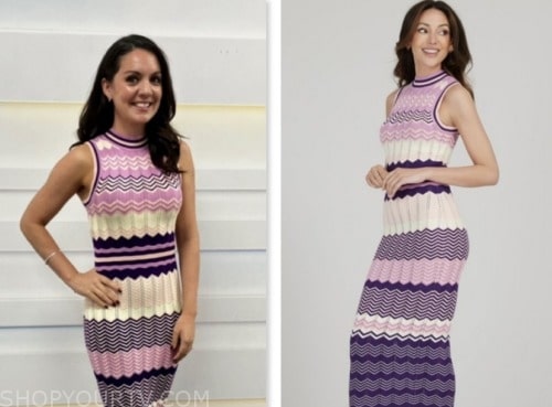 good morning britain, laura tobin, purple chevron knit midi dress