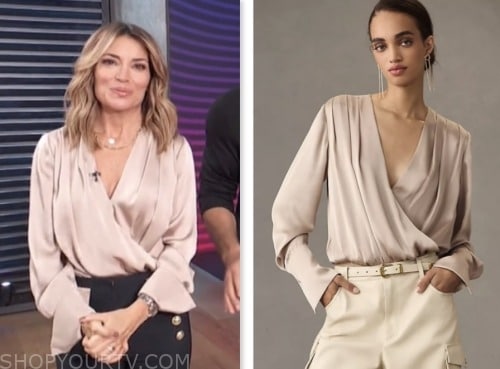 access daily, beige satin bodysuit blouse, kit hoover