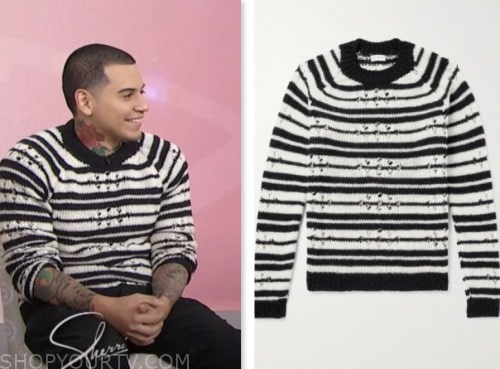 Devon Rodriguez, sherri, black and white striped sweater