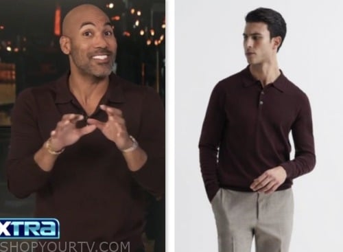 melvin robert, extra, burgundy long sleeve polo shirt