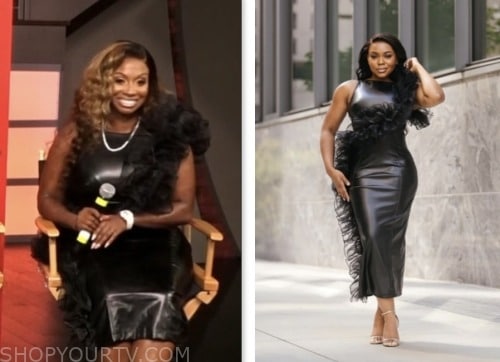 kendra g., extra, black leather organza dress