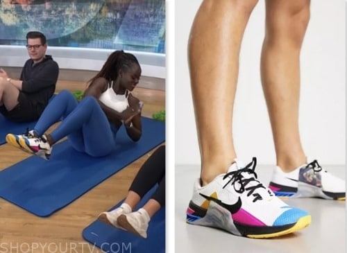 Tunde Oyeneyin, the today show, colorblock white sneakers