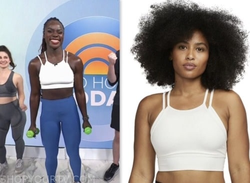 Tunde Oyeneyin, the today show, white double strap sports bra