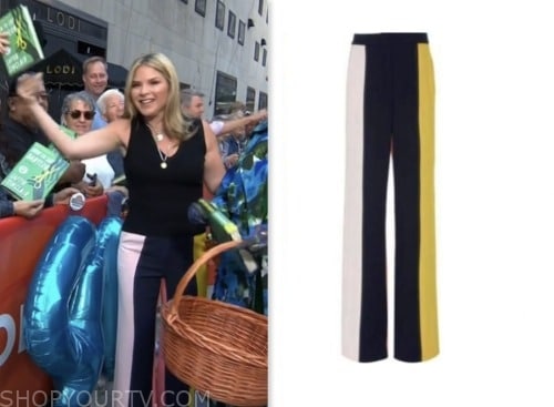 the today show, jenna bush hager, colorblock stripe pants, hoda and jenna