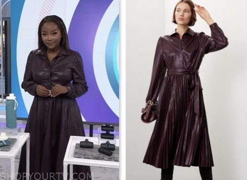 MAKHO NDLOVU, the today show, burgundy leather shirt dress