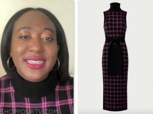 Angelique Jackson, extra, black and pink plaid sleeveless turtleneck dress