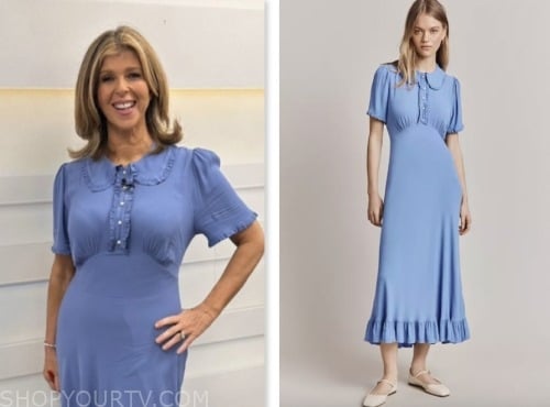 good morning britain, blue midi dress, kate garraway