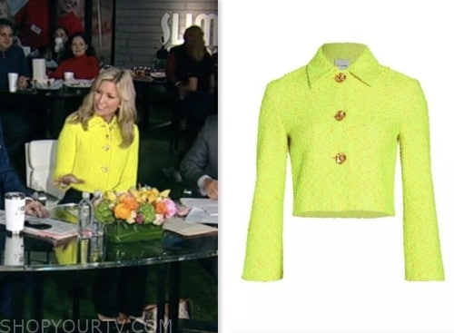 fox and friends, fox news fashion, lime yellow tweed jacket, ainsley earhardt
