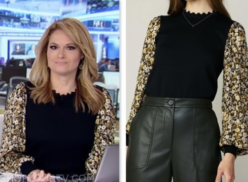 america's newsroom, fox news fashion, black and yellow floral sleeve sweater, gillian turner