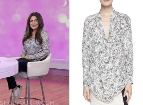 bobbie thomas, the today show, hoda and jenna, white animal print drape cowl top