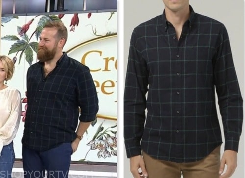 the today show, hoda and jenna, blue and green check shirt, ben napier