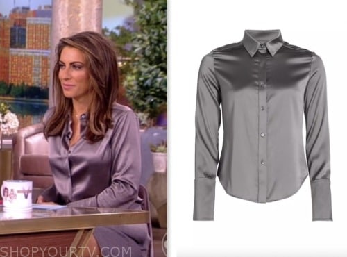 alyssa farah griffin, the view, gray satin blouse