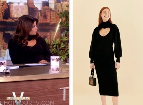 ana navarro, the view, black heart cutout knit dress