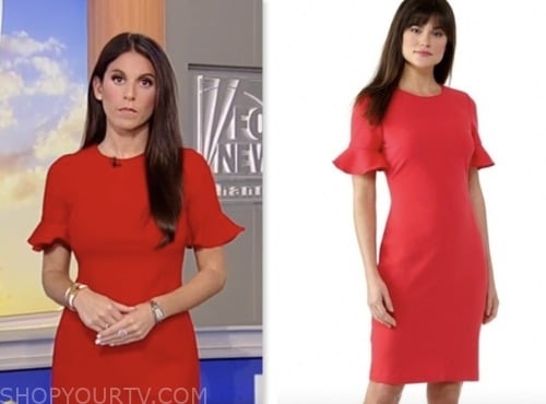 brooke singman, fox and friends, fox news fashion, red flutter sleeve dress