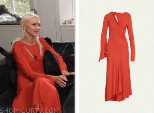 zanna roberts rassi, red cutout long sleeve midi dress, access hollywood