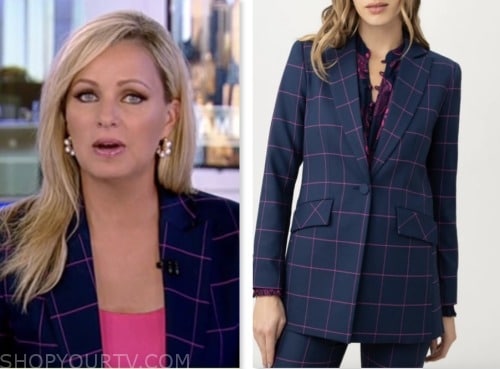 sandra smith, america reports, navy blue and pink check blazer, fox news fashion