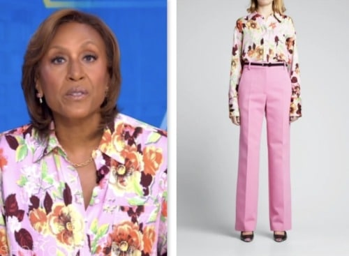 good morning america, pink floral blouse, robin roberts