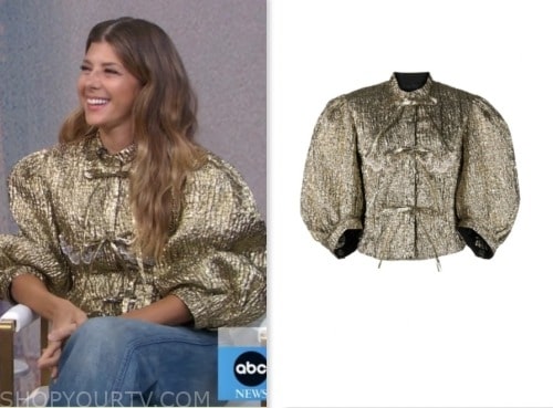 Marisa Tomei, good morning america, metallic ballon sleeve top