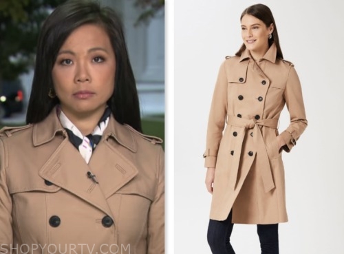 CBS Mornings: October 2023 Weijia Jiang's Tan Trench Coat | Shop Your TV