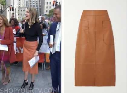 The Today Show: October 2023 Savannah Guthrie's Orange Leather Pencil ...