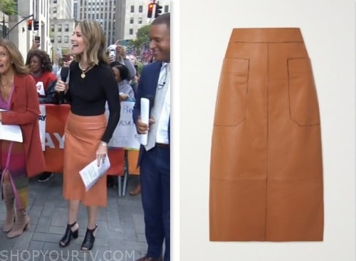 The Today Show: October 2023 Savannah Guthrie's Orange Leather Pencil ...