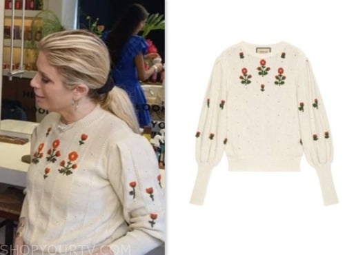 the today show, jill martin, ivory floral embroidered sweater