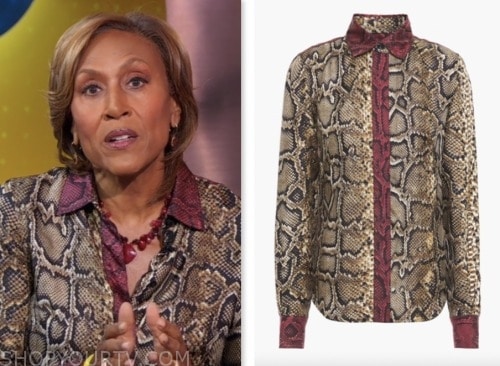 robin roberts, good morning america, snake print blouse