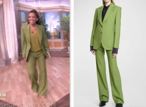 sunny hostin, the view, green blazer and pant suit