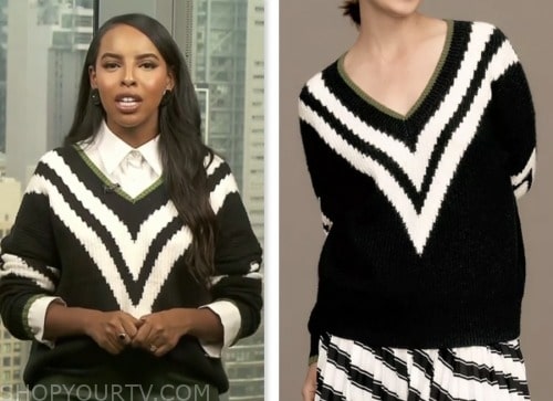 mona kosar abdi, extra, chevron stripe sweater