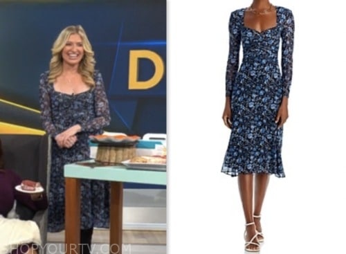 ashley bellman, cbs mornings, blue floral dress