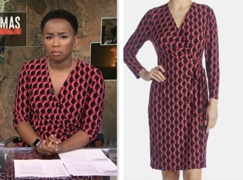 Zinhle Essamuah, nbc news daily, pink geometric print wrap dress