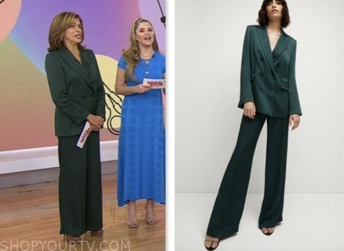 The Today Show: October 2023 Hoda Kotb's Green Satin Double Breasted ...