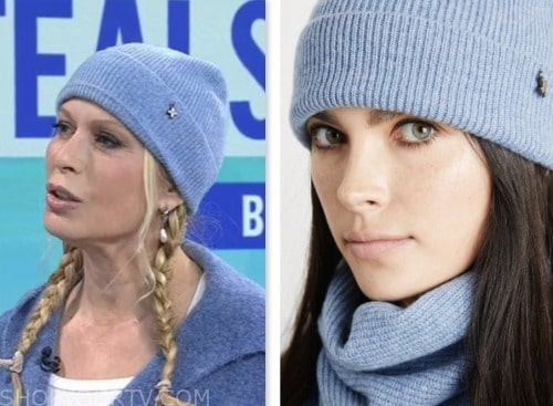 the today show, jill martin, blue knit hoodie hat