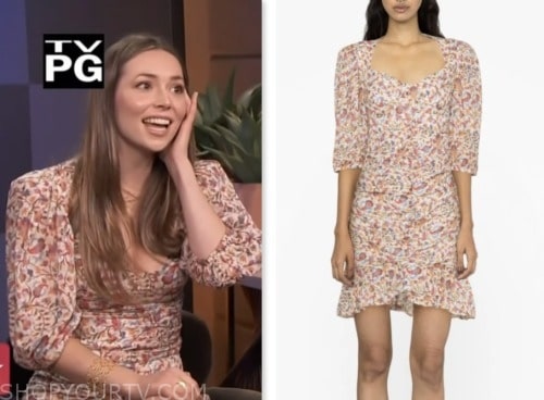 Camelia Somers, access hollywood, orange floral mini dress
