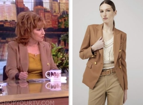 joy behar, tan double breasted blazer, the view